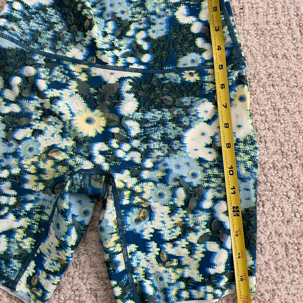 OFFLINE Aerie Blue Green Floral 3D Trippy blurry Activewear Set Bra Biker Shorts - Picture 13 of 16